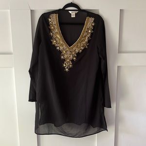 Black beaded tunic cover up